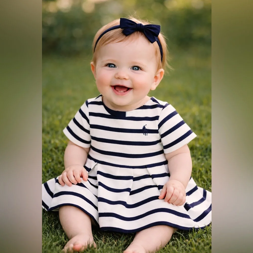 Ralph Lauren Navy and White Striped Dress